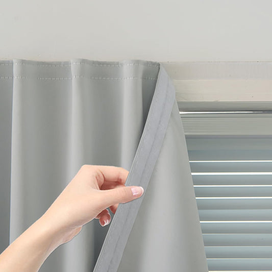 self Adhesive Curtains Portable Blackout Curtain Simple and Easy to Install Bedroom Window Thermal Lnsulated Kitchen Room Darkening Black Small Drapes, 59" W X 84" L, White, 1 Panel