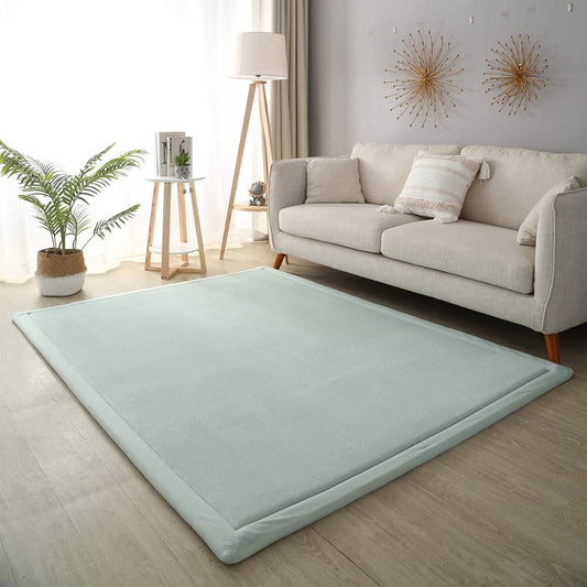 Loartee Coral Velvet Crawling Rug (6'7"x6'7", Light Green) for Toddler Children Play Area Rug Yoga Mat Exercise Pad