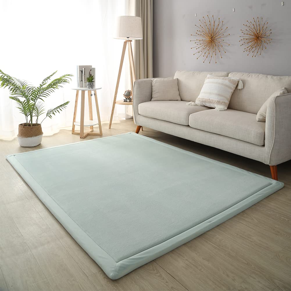 Loartee Coral Velvet Crawling Rugs (4'11"x6'7", Light Green) for Toddler Children Play Area Rugs Yoga Mat Exercise Pads Carpet