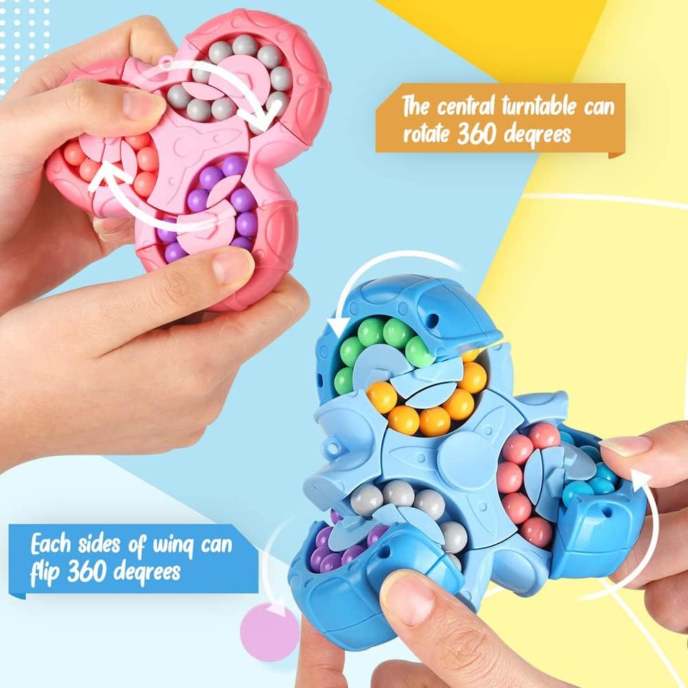 Magic Bean Rotating Cube, Rotating Finger Fidget Puzzle Toy,Boys Girl Handheld Spinner Stress Anxiety Relief Ball Game Sensory Toys,Gift for Kids Ages 3 Above Christmas Birthday Easter