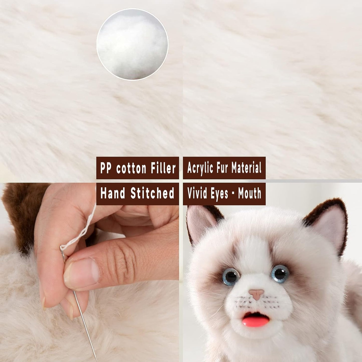 CU-MATE Interactive Pet Ragdoll Cat,Electric Plush Toy Cat,Robot Stuffed Cat with Walking/Nodding/Tail Wagging/Barking/Drinking Milk, Gift for Girls Boys