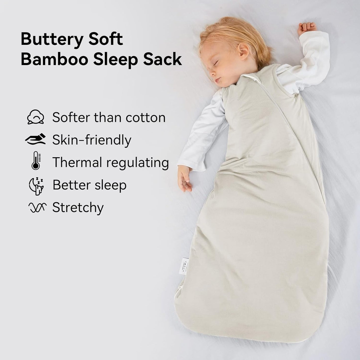 Rayon Made from Bamboo Sleep Sack 0-36 Months 1.0 Tog Ultra Soft Baby Wearable Blanket Toddler Sleeping Sack for Babies (Oat, XL(18-24M))