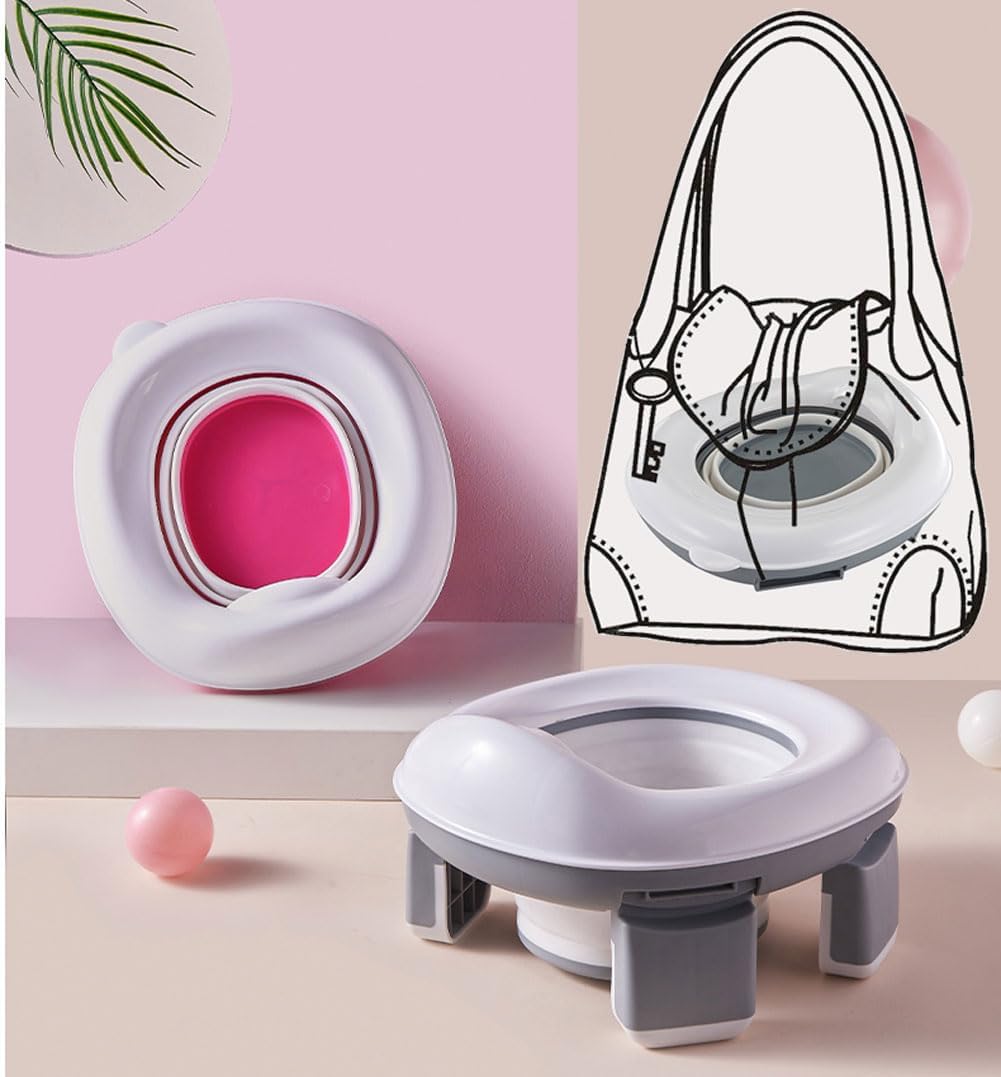 Kids Travel Potty | Foldable Car Potty | Potty Training Toilet w/Travel Bag & Potty Liners for Indoor and Outdoor (Blue)