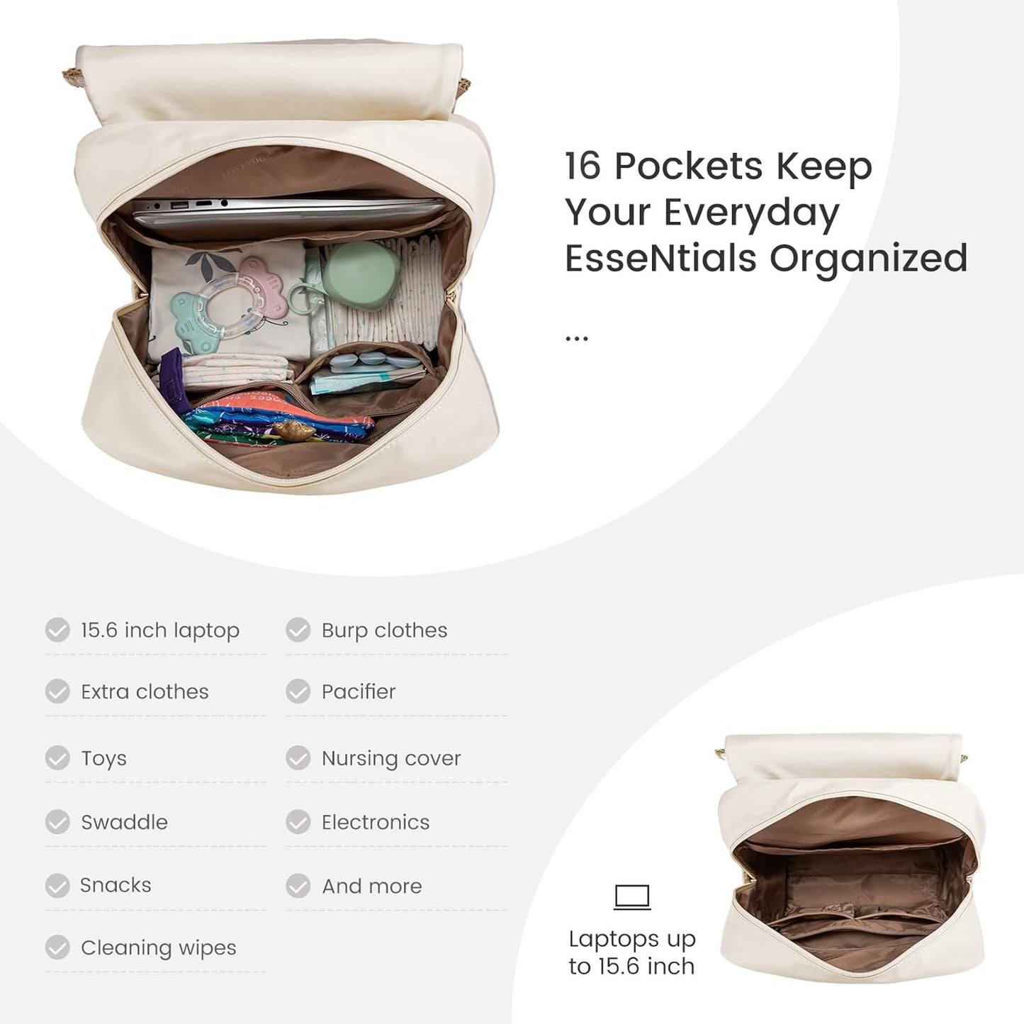 LOVEVOOK Diaper Bag Backpack, Baby Travel Bags for Boys & Girl, Toddler Waterproof Diaper Bag w/Changing Pad, Stroller Straps, Pacifier Case, Newborn Essentials Must Haves Mom