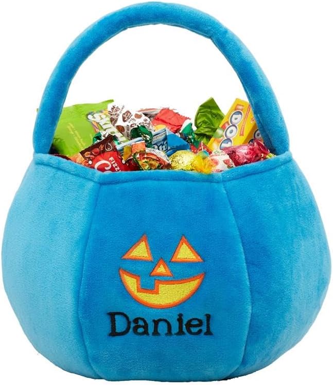 Personalization Universe Jack-o'-Lantern Embroidered Plush Halloween Treat Bag, Candy Bag, Perfect for Trick or Treating