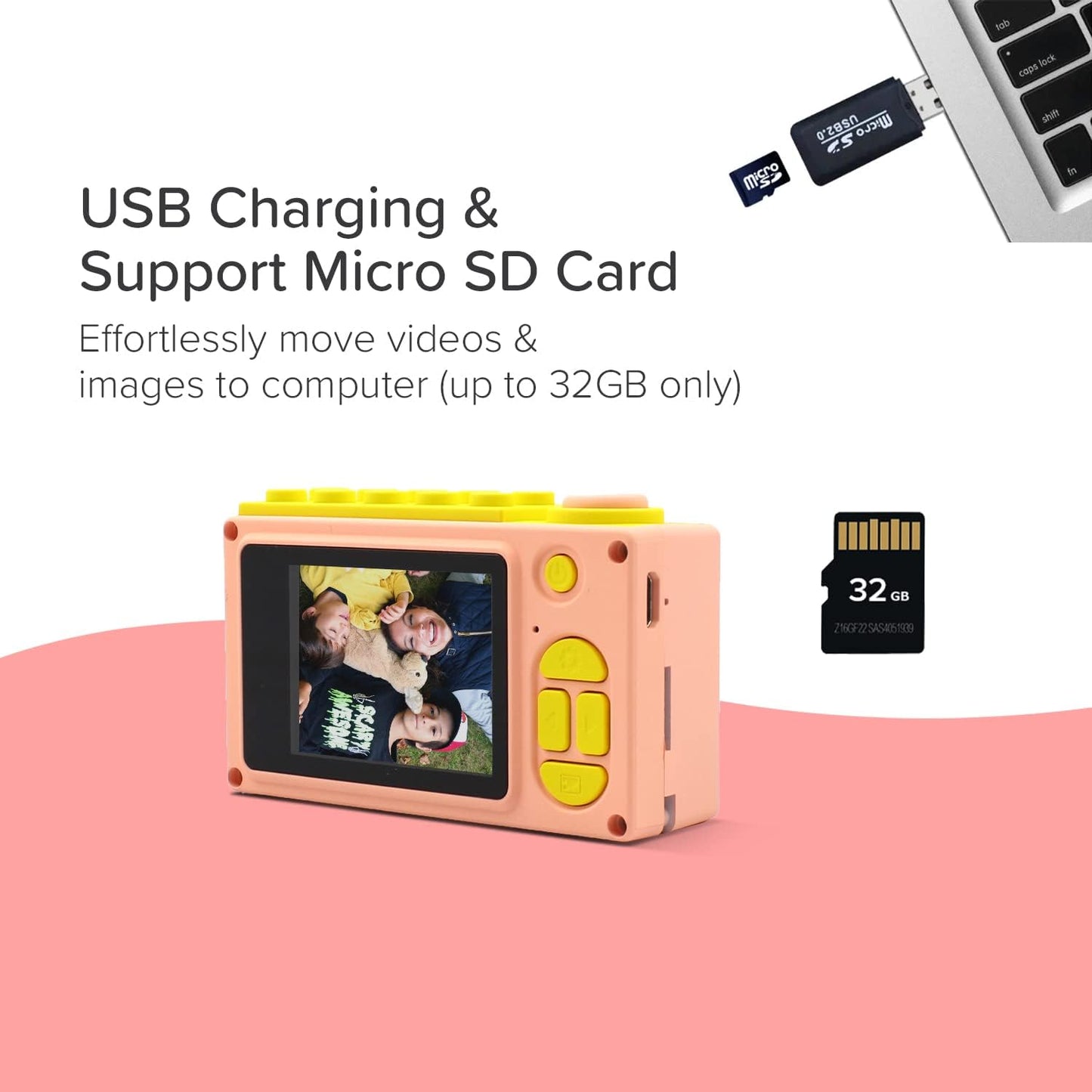 myFirst Camera 2 - Kids Action and Underwater Camera, 8MP 1080P HD Video, Toddler Digital Camera, Webcam, Tripod Mount, MicroSD Card, Neck Lanyard, Christmas or Birthday Gift for Kids 3-12 (Pink)