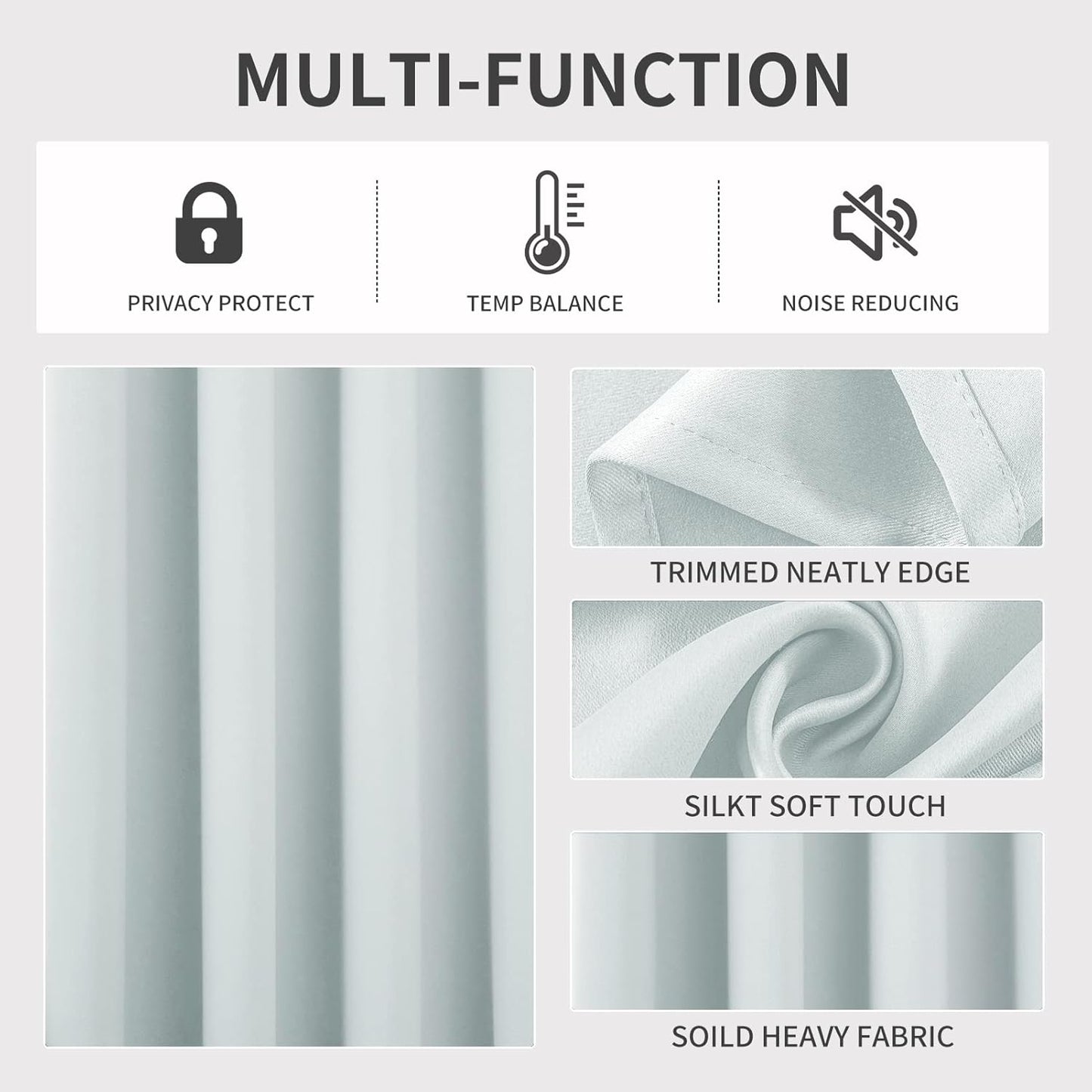 Joydeco White Curtains 72 Inches Long 2 Panels Set, Thermal Insulated Long Curtains& Drapes 2 Burg, Room Darkening Grommet Drapes for Living Room Bedroom Window (W52 x L72 Inch, Greyish White)