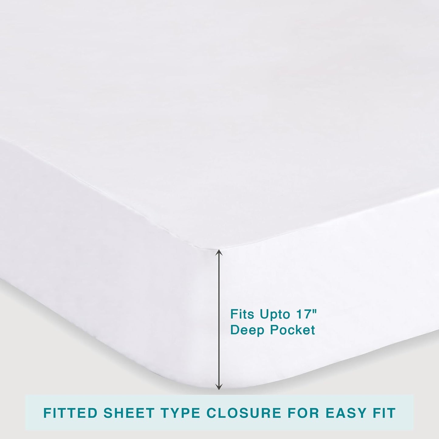 FABDREAMS Organic Waterproof Mattress Protector - Queen Size, Temperature Regulating, Breathable, White, Fits up to 17" Deep Pocket