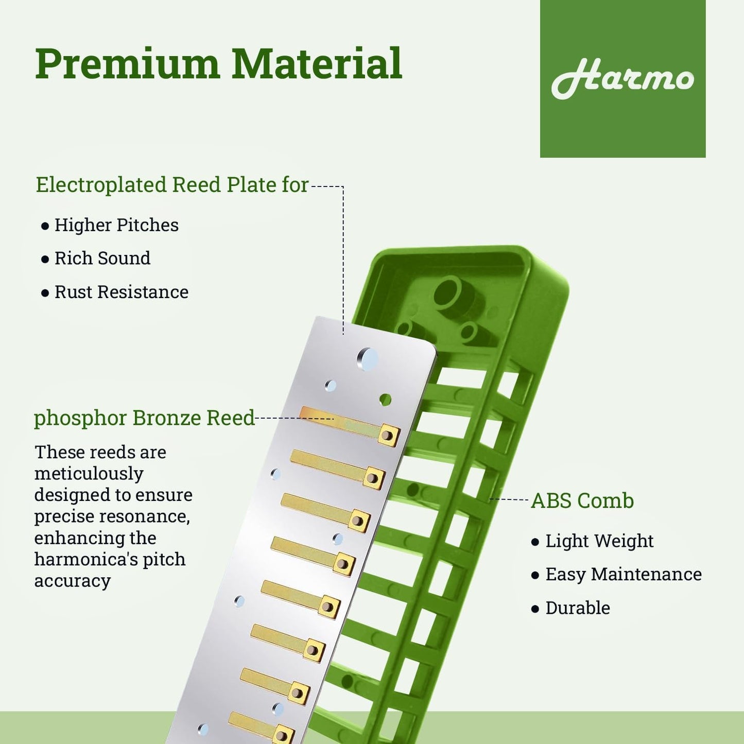 Polar Diatonic Melody Tuned Harmo Harmonica Key of Bb - Special Tuning for Easy Melodies in Cross Harp, 2 Octaves Without Bends, Loud & Responsive with Smooth Edges - USA-Checked