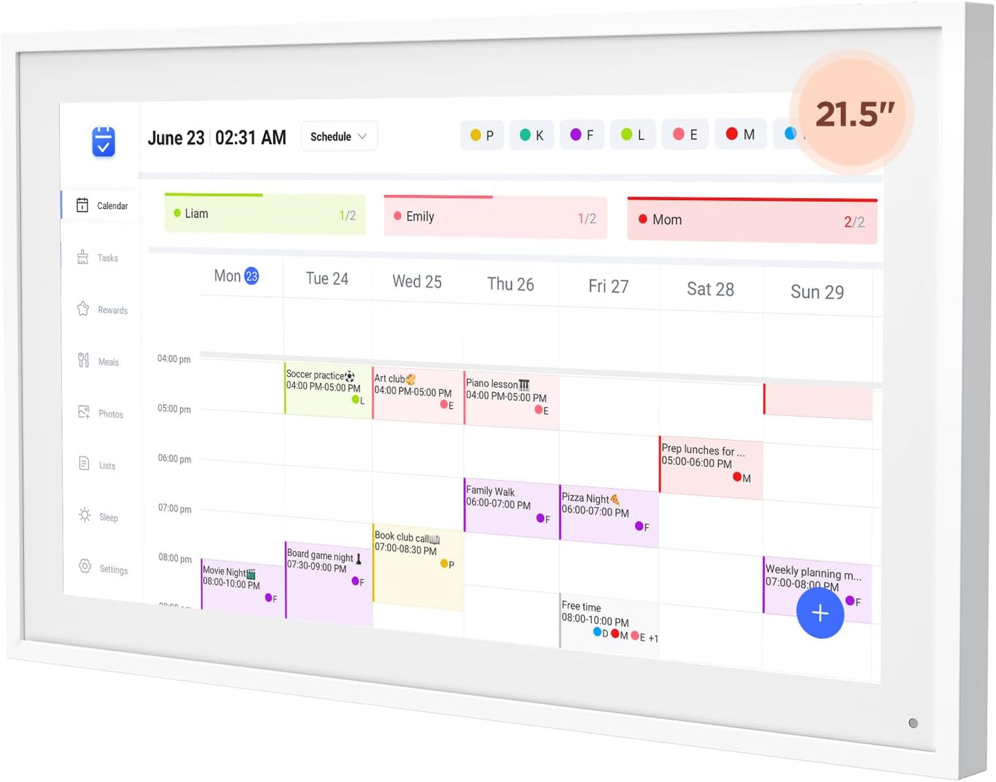 21.5 Inch Smart Digital Calendar, Wall Electronic Calendar, 1920 * 1080 IPS Full HD Touch Screen Display for Family Meal Planner Support - Streamline Household Organization