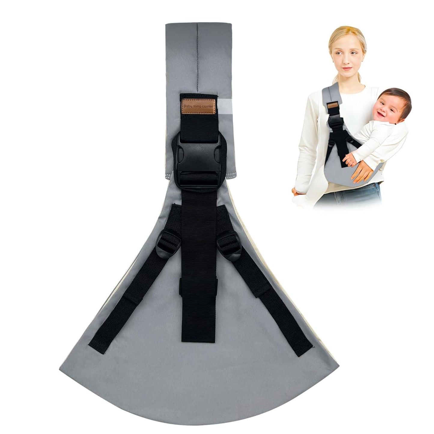 Baby Sling Carrier,Toddler Carrier,Upgraded 2025 Baby Sling with 4 Adjustable Straps(10-30lbs),Lightweight,Portable and One Size Fits All(Grey)