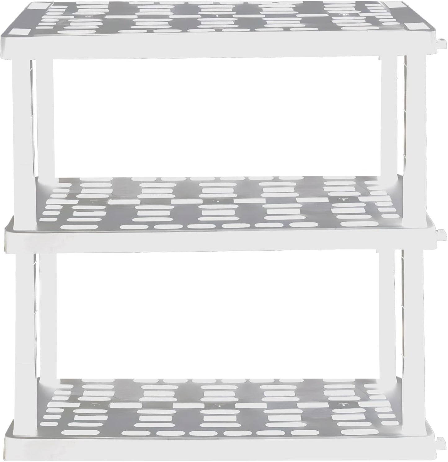 Oskar Storage Shelves - Bathroom Wall Organizer, Kids Room Toys Book Shelf, No Drill Heavy Duty, Kitchen Closet Garage Outdoor 3 Tier Stackable Plastic Shelving Unit