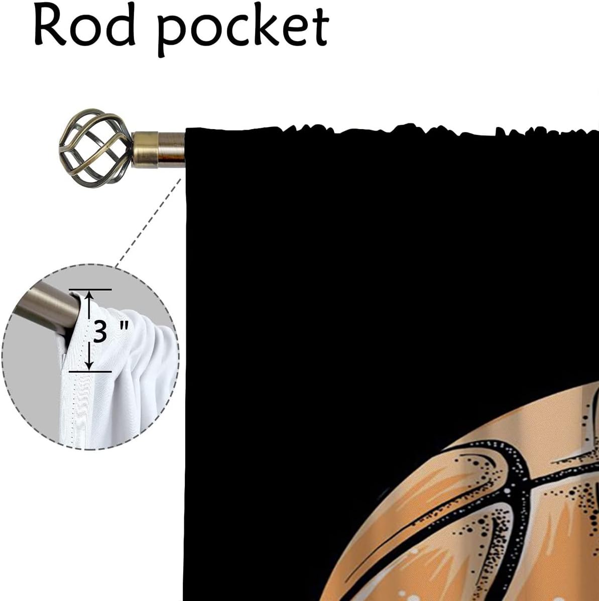 Basketball Blackout Curtains for Boy Girl Room Darkening Decor,Sport Theme Motto Dark Background Bedroom Living Room Home Rod Pocket Thermal Insulated Window Curtain/Drapes Panel,42x45 Inch…
