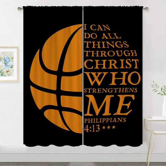 Basketball Blackout Curtains for Boy Girl Room Darkening Decor,Sport Theme and Motto Dark Background Bedroom Living Room Home Rod Pocket Thermal Insulated Window Curtain/Drapes Panel,42x63 Inch…
