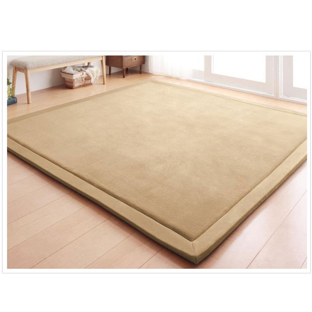 Loartee Nursery Rug Coral Velvet Crawling Area Rug (6'8"x9'2", Brown) for Toddler Children Play, Yoga, Exercise Pads Carpet