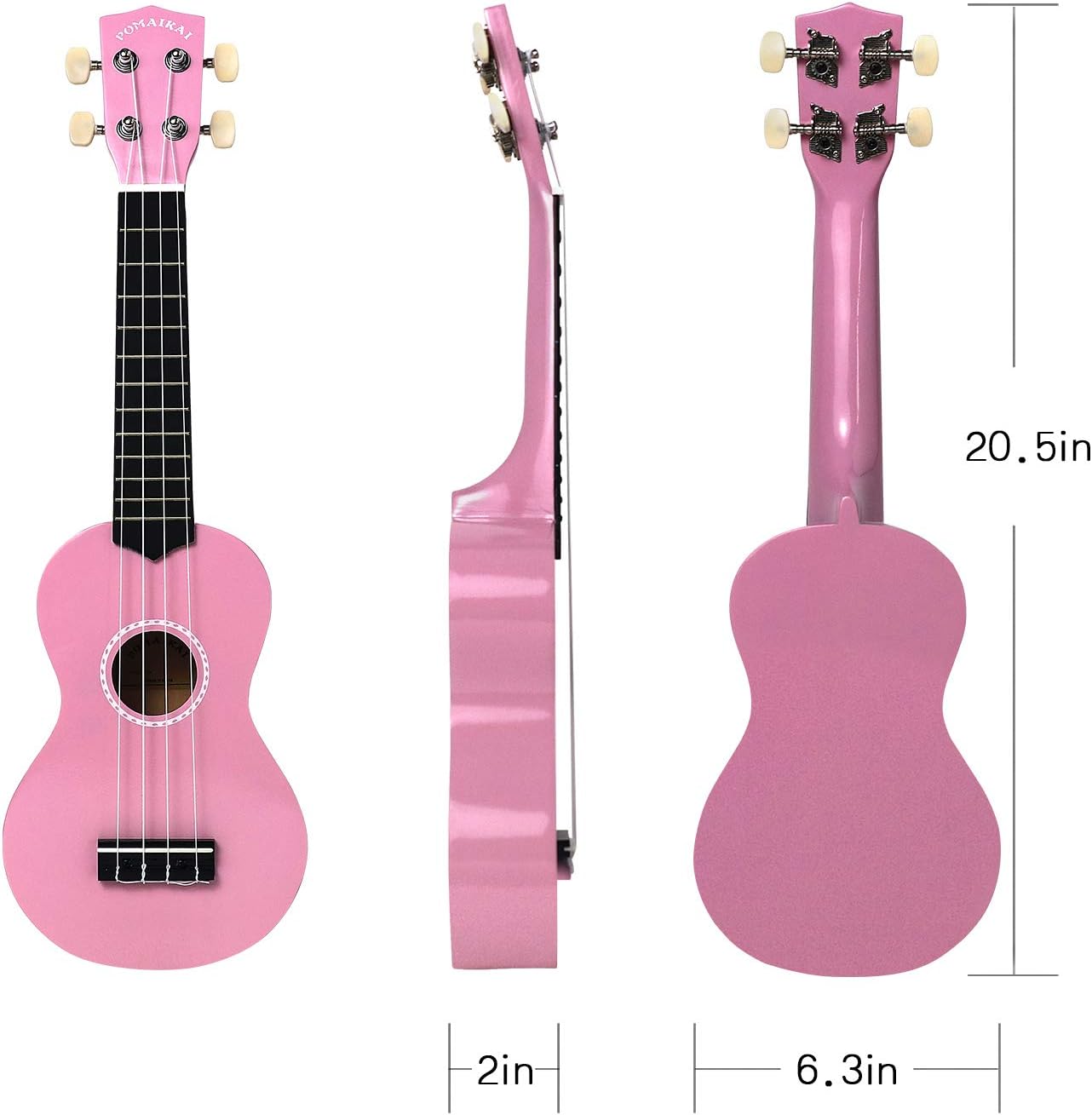 POMAIKAI Soprano Ukulele for Beginners, 21 Inch Ukulele Wood Toddler Guitar Small Hawaiian Ukalalee Starter (Pink)
