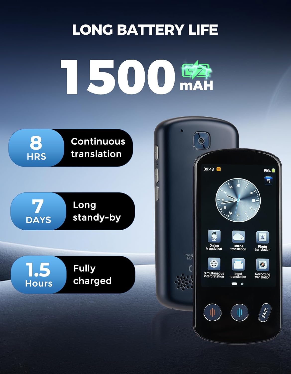 SVANTTO P60 AI Language Translator Device, Supports 142 Two Way Real-Time Voice Language Translation, No WiFi Needed, 8H Battery Life, Offline&Recording&Photo Translation for Travel Business Learning