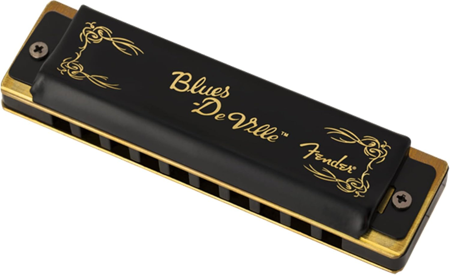 Fender Blues DeVille Harmonica - Key of C Bundle with Carrying Case, Austin Bazaar Online Manual, and Polishing Cloth
