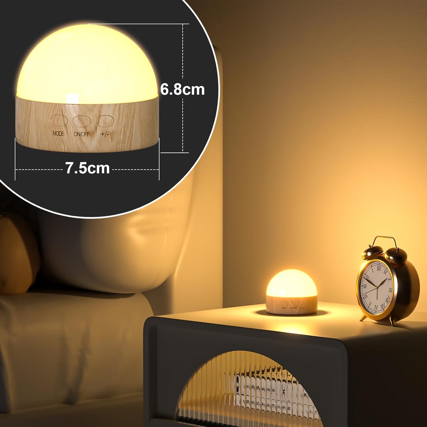 Kintion Night Light, Dimmable 8 Color Portable LED Night Light, 1800mAh Rechargeable Nursery Light Lamp, Soft Eye Caring Warm White, White, Red, Blue, Green Color Lighting for Sleep Aid (Brown, 1pcs)