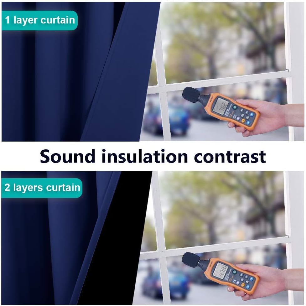 NICETOWN Full Shade Curtain Panels, Pair of Energy Smart & Noise Blocking Out Blackout Drapes for Apartment Window, Thermal Insulated Guest Room Lined Window Dressing(Royal Blue, 52 x 72 inch)
