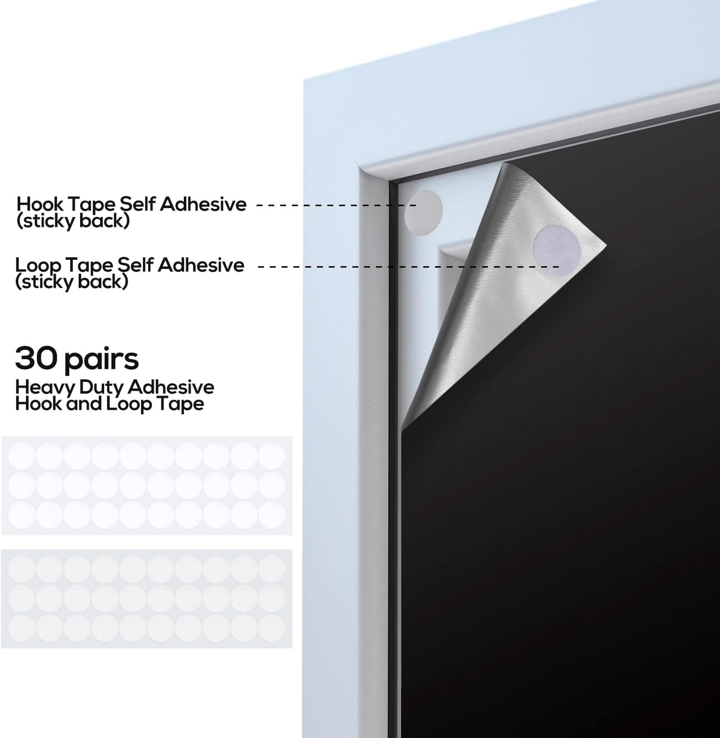Portable Blackout Shades (118" x 57") 100% Blackout Material Temporary Blackout Blinds/Curtains for Baby Nursery, Bedroom, Window, Dorm Room, Office or Travel Use