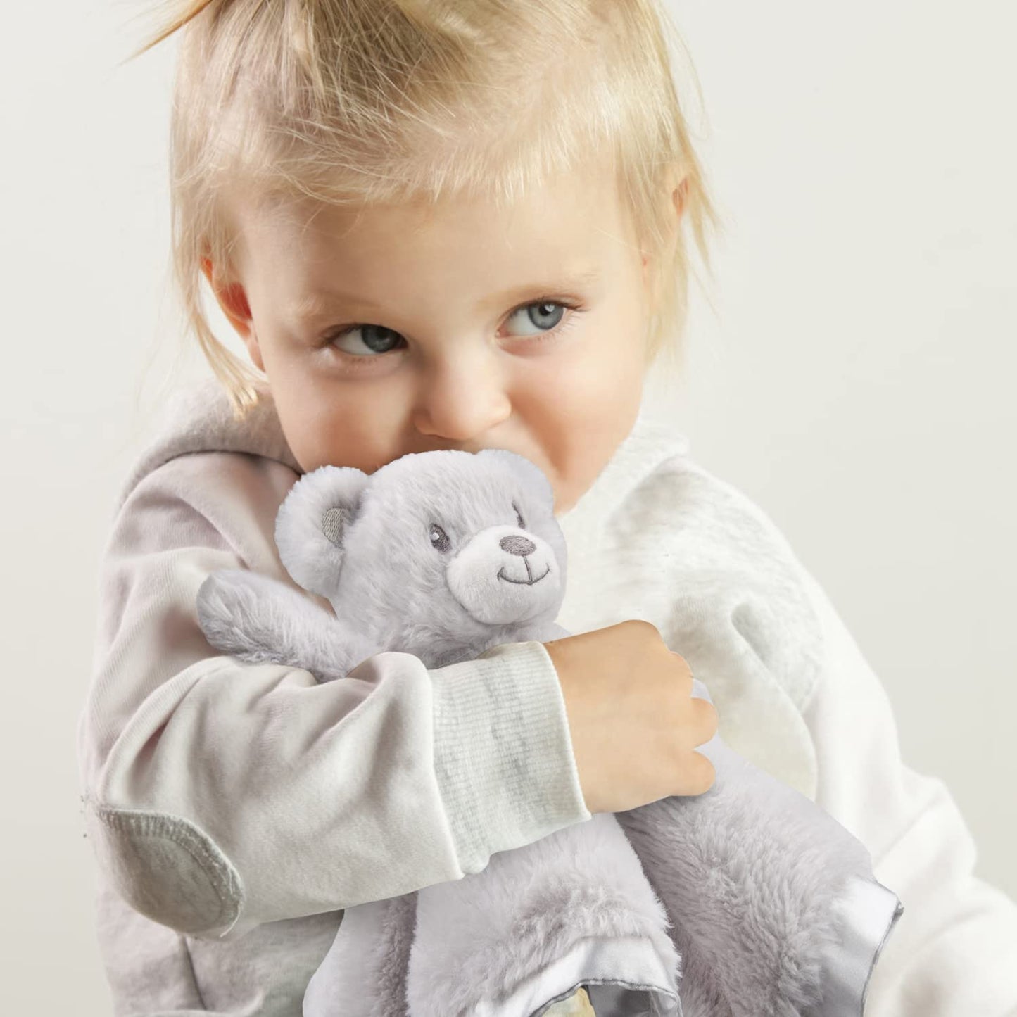 Bear Security Blanket Soft Minky Baby Lovey Animal Plush Blanket Unisex Lovie Gift for Toddler, Boys and Girls, 13.5 Inch (Grey)