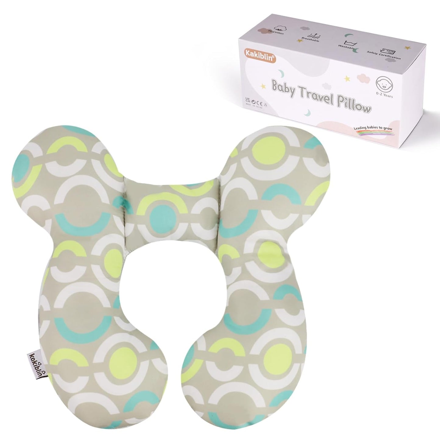 KAKIBLIN Baby Travel Pillow,Neck Pillows for Car Seat,Upgraded Baby Head Pillow,Toddler Head and Neck Support Pillow for Car Seat, Pushchair,Travel (Circle)