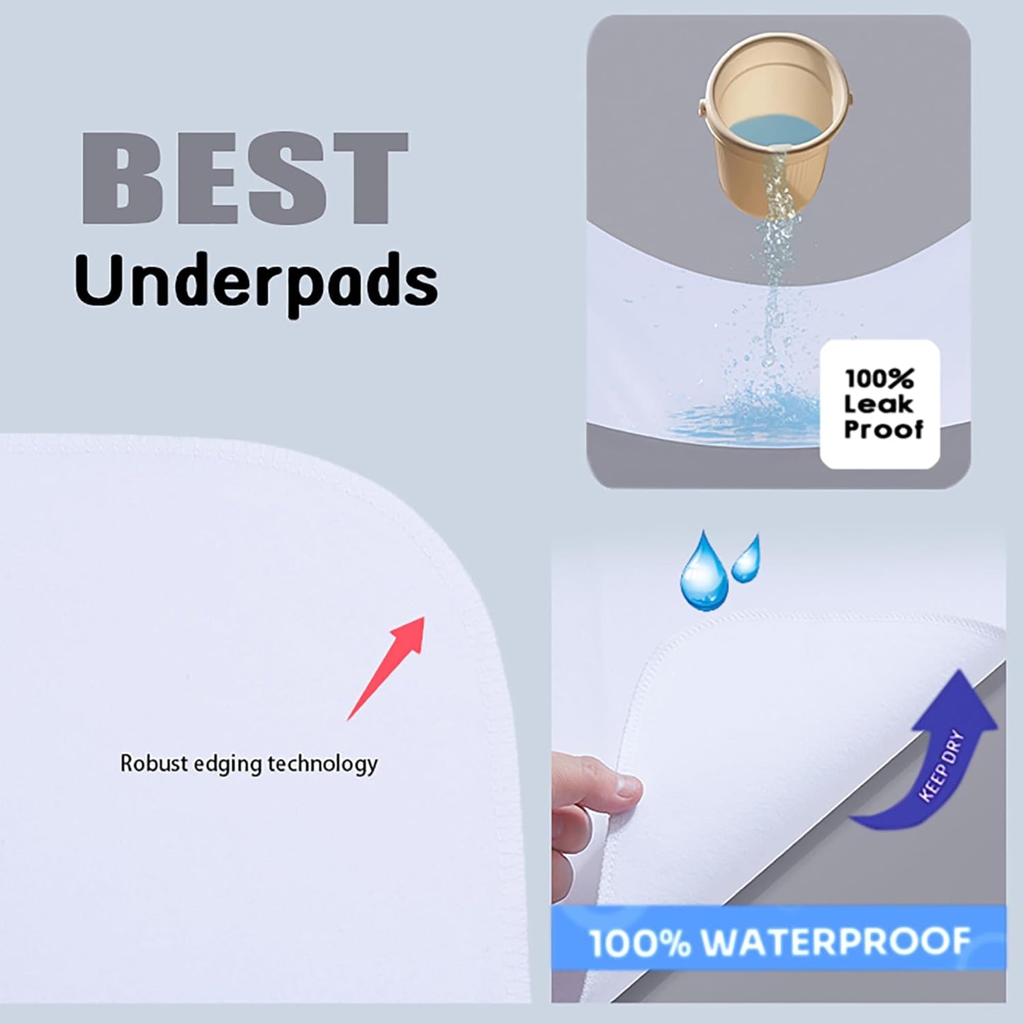 Washable Underpads, 34" x 72" (Pack of 2) Extra Heavy Absorbency ,100% Waterproof Mattress Protector,Flannel Cotton Underpads for Kids, Adults,Pets,Bed, Couch, Sofa, Floor,Home