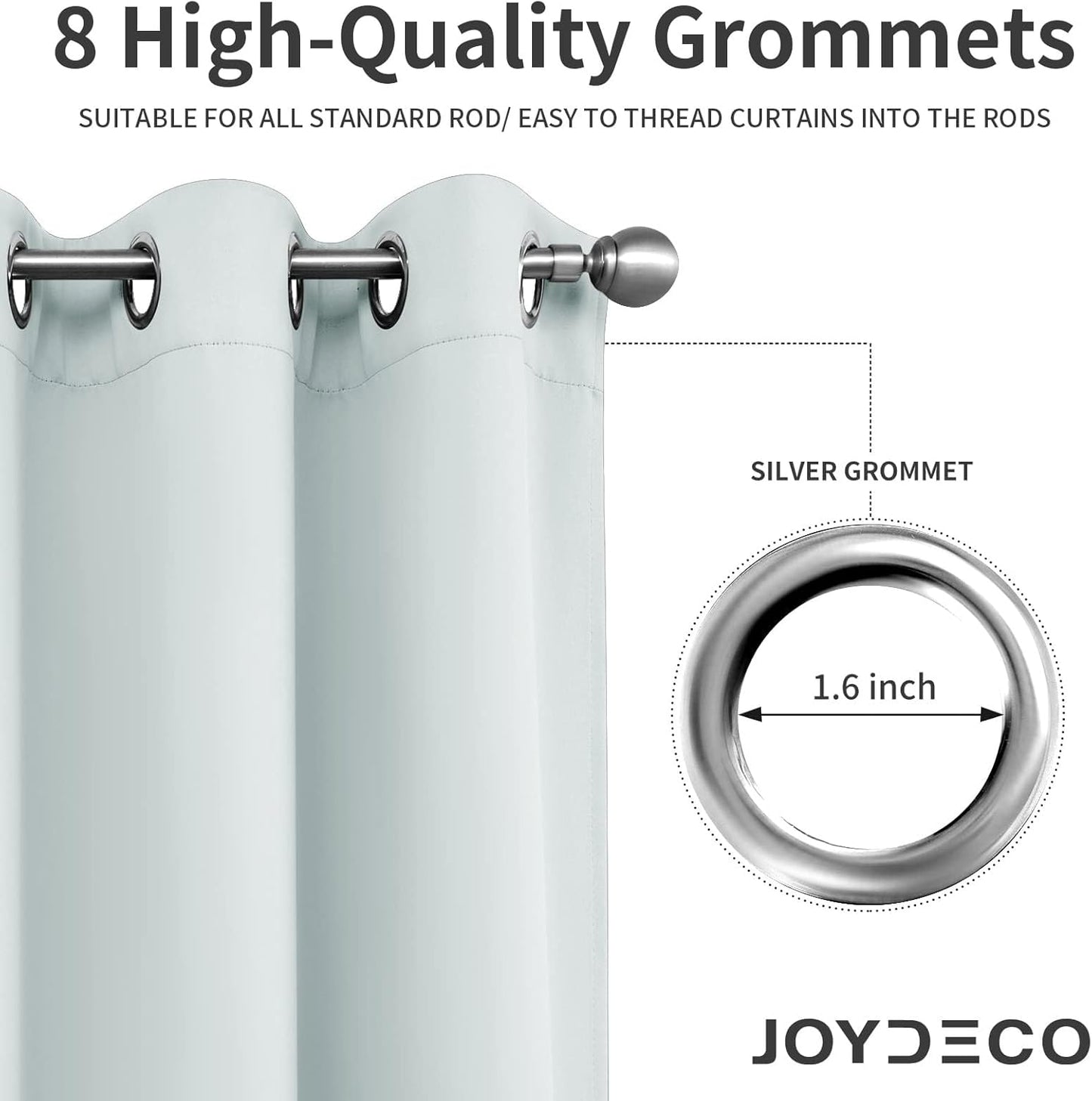 Joydeco White Curtains 45 Inches Long 2 Panels Set, Thermal Insulated Long Curtains& Drapes 2 Burg, Room Darkening Grommet Drapes for Living Room Bedroom Window (W52 x L45 Inch, Greyish White)