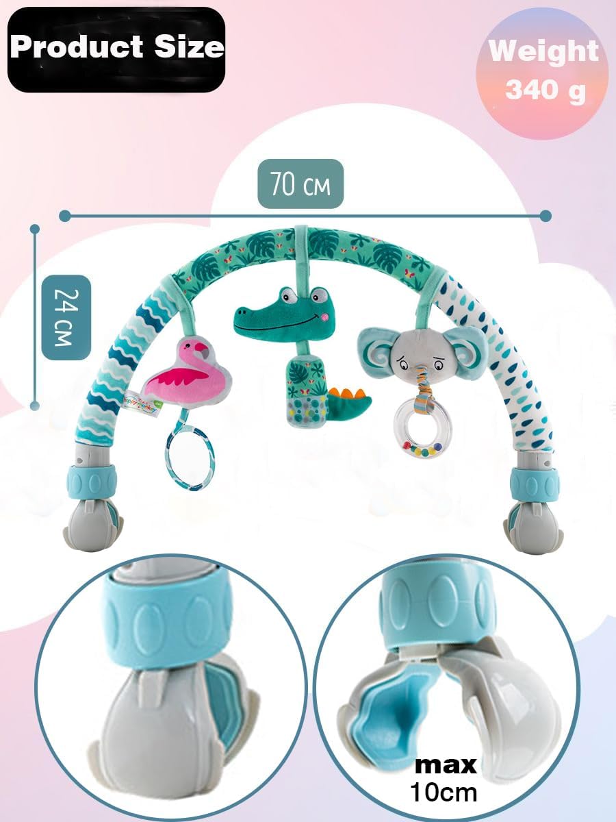 Pau1Hami1ton Baby Stroller Arch Toys, Car Seat Toys,Bouncer Toy Bar/Mobile for Bassinet,Adjustable Baby Hanging Toys Fit for Crib Bed,Stroller,Car Seat.S-19(Crocodile)