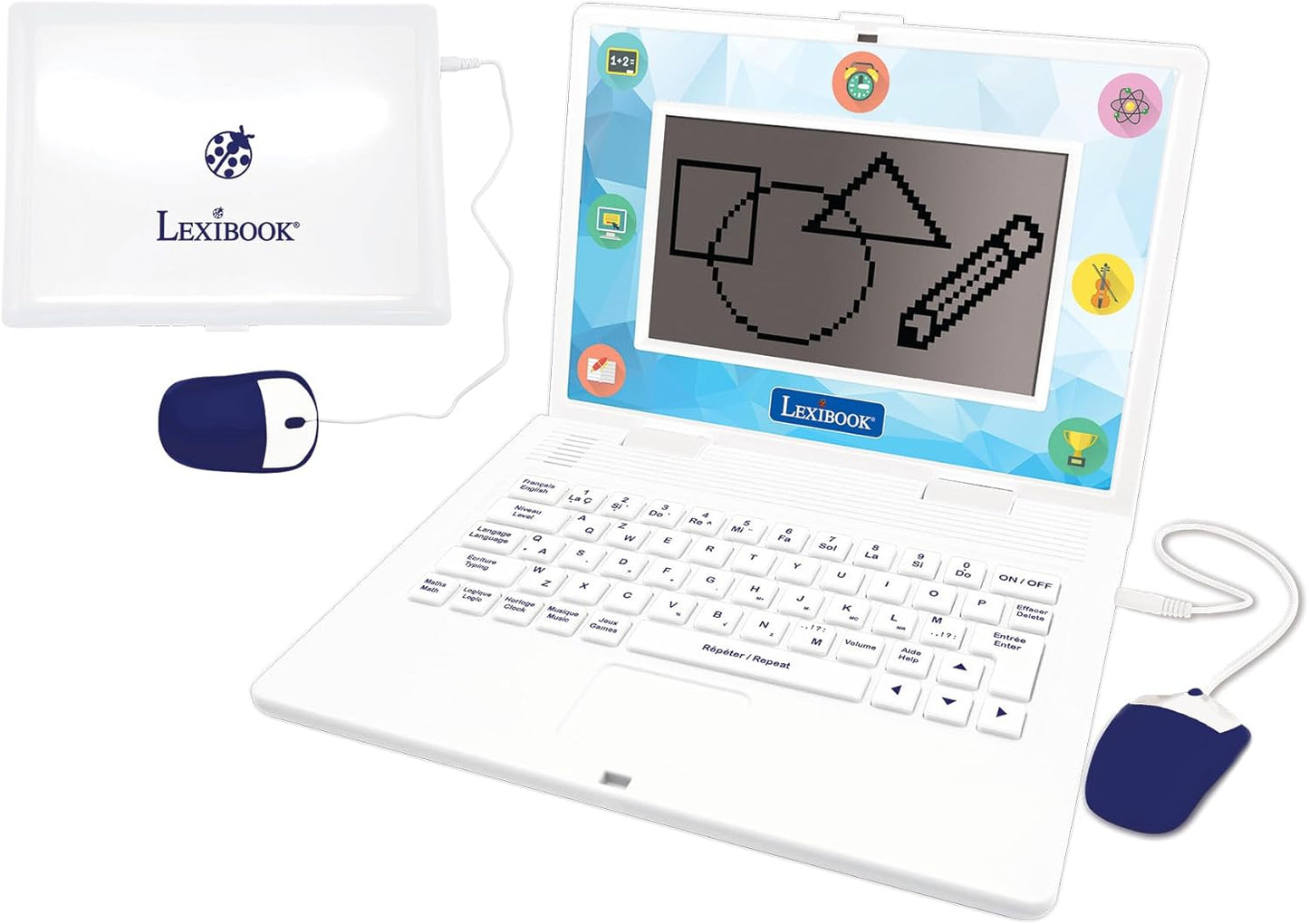 Lexibook - Bilingual and Educational Laptop English/Spanish - Toy for Children, 170 Activities to Learn Languages, Mathematics, Logic, Clock Reading, Play Games and Music, Large Screen - JC599i2