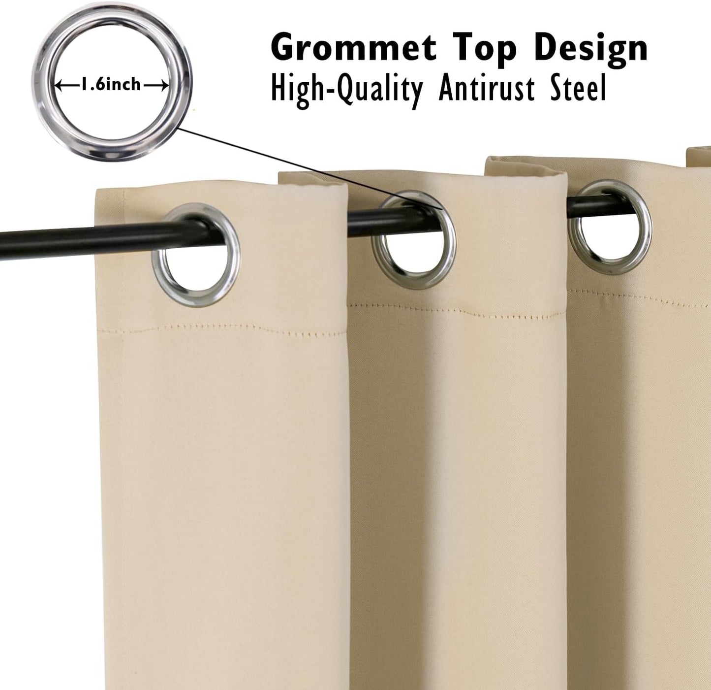 ChrisDowa Blackout Curtains 108 inches Long for Bedroom - 2 Panels Set Grommet Thermal Insulated Room Darkening Curtains for Living Room (Biscotti Beige, 52 x 108 Inch)