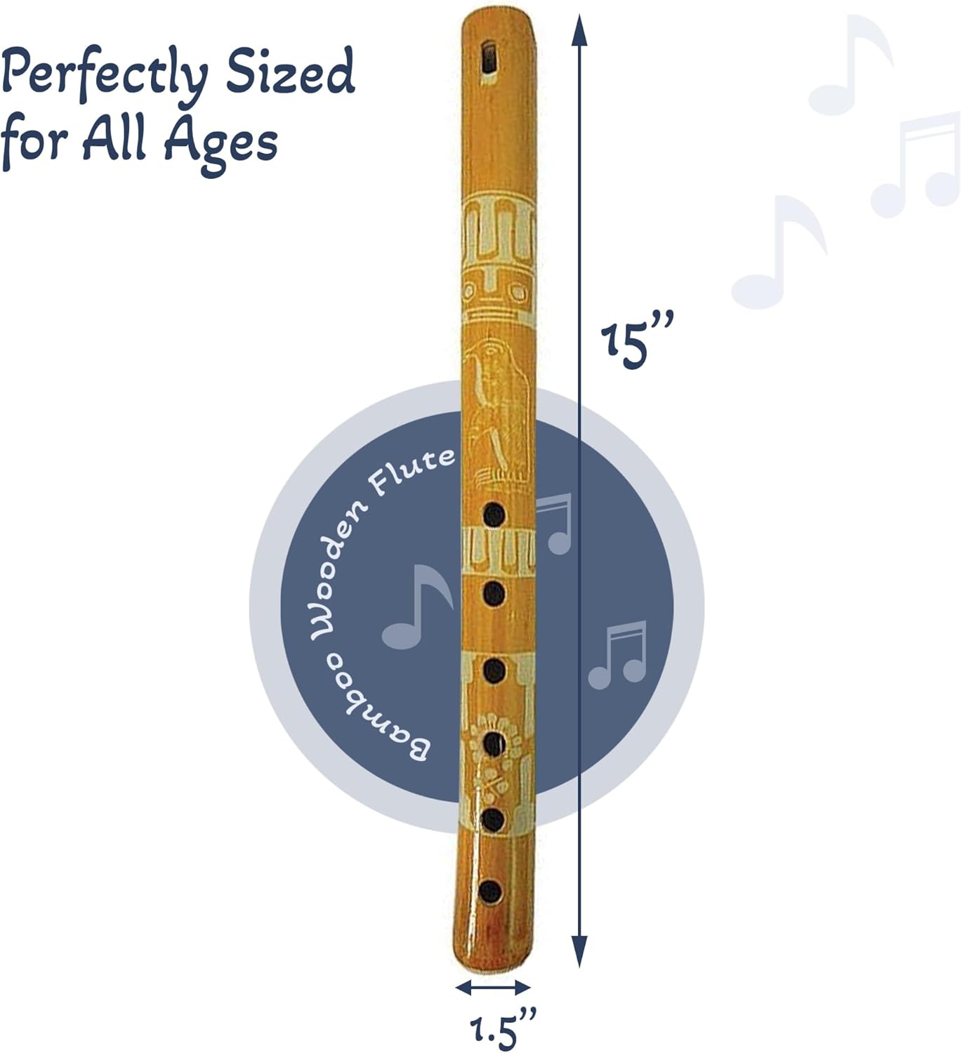 Mia Jewel Shop - Handmade Colored Bamboo Wooden Flute | Tribal Nature Pattern | Native Recorder for Beginners, Meditation & Music Lovers (Yellow)