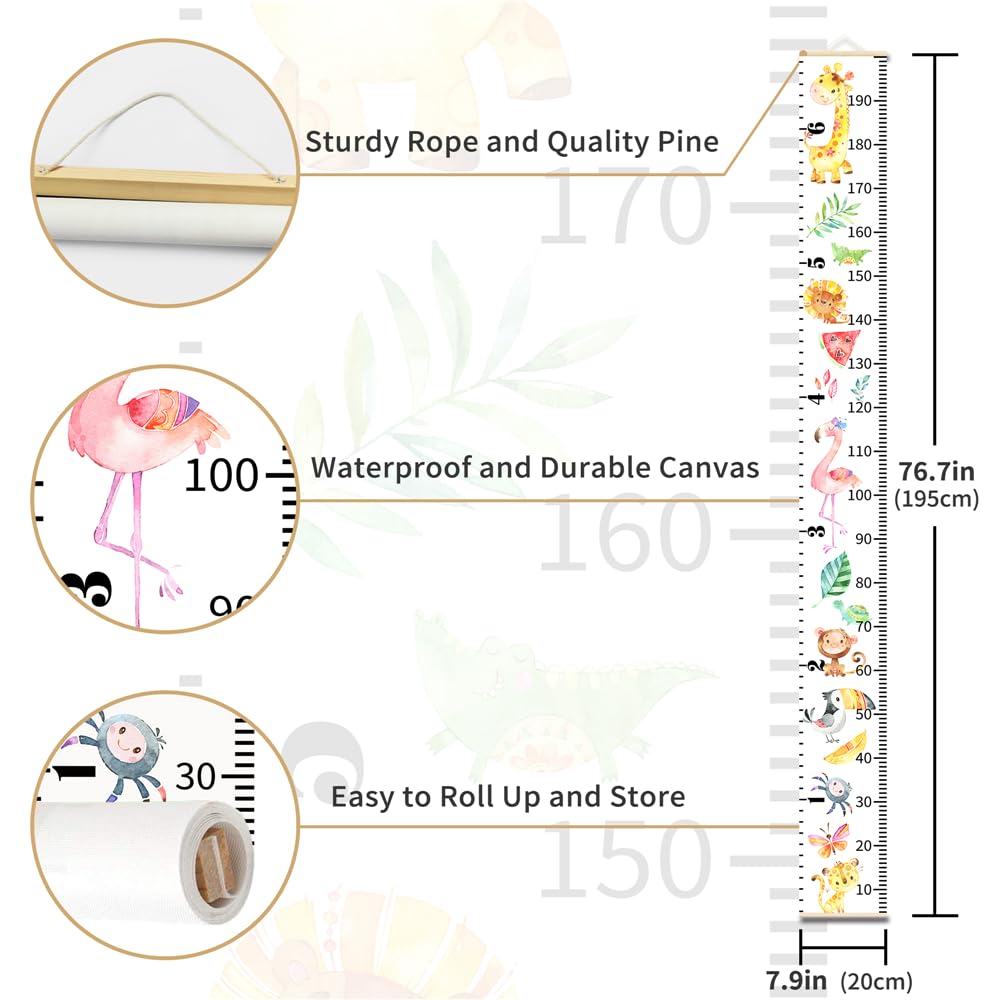 Baby Growth Chart for Wall - Height Chart for Kids Nursery Decor Wall Hanging Measurement Ruler with Black Wood Scroll Toddlers Room Decor Birthday Christmas Gifts for Boys Girls 79"X7.9" (Unicorn)