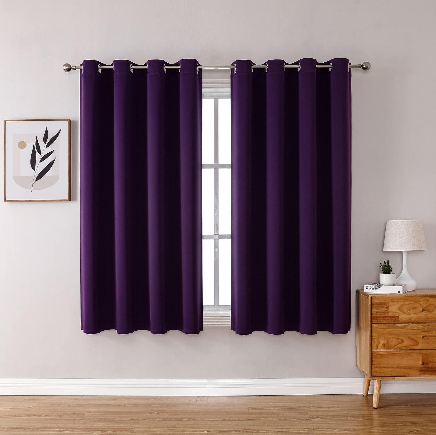 ChrisDowa Grommet Blackout Curtains for Bedroom and Living Room - 2 Panels Set Thermal Insulated Room Darkening Curtains (Royal Purple, 52W x 54L)