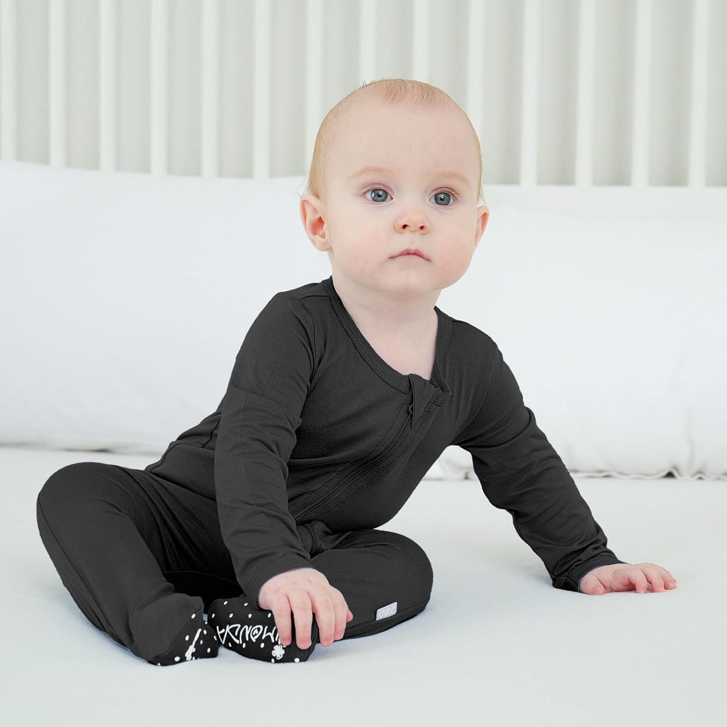 Baby Bamboo Rayon Romper Infant Footies Long Sleeve Double Zipper Outfits 2-Pack One-Piece Jumpsuits