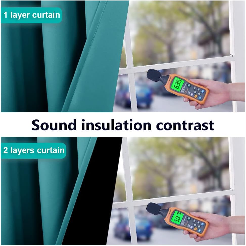 NICETOWN Peacock Teal 100% Blackout Lined Curtains, 2 Thick Layers Narrow Wide Window Treatment Panels Thermal Insulated Drapes for Kitchen Small Window (1 Pair, 37" Width x 63" Length Each Panel)