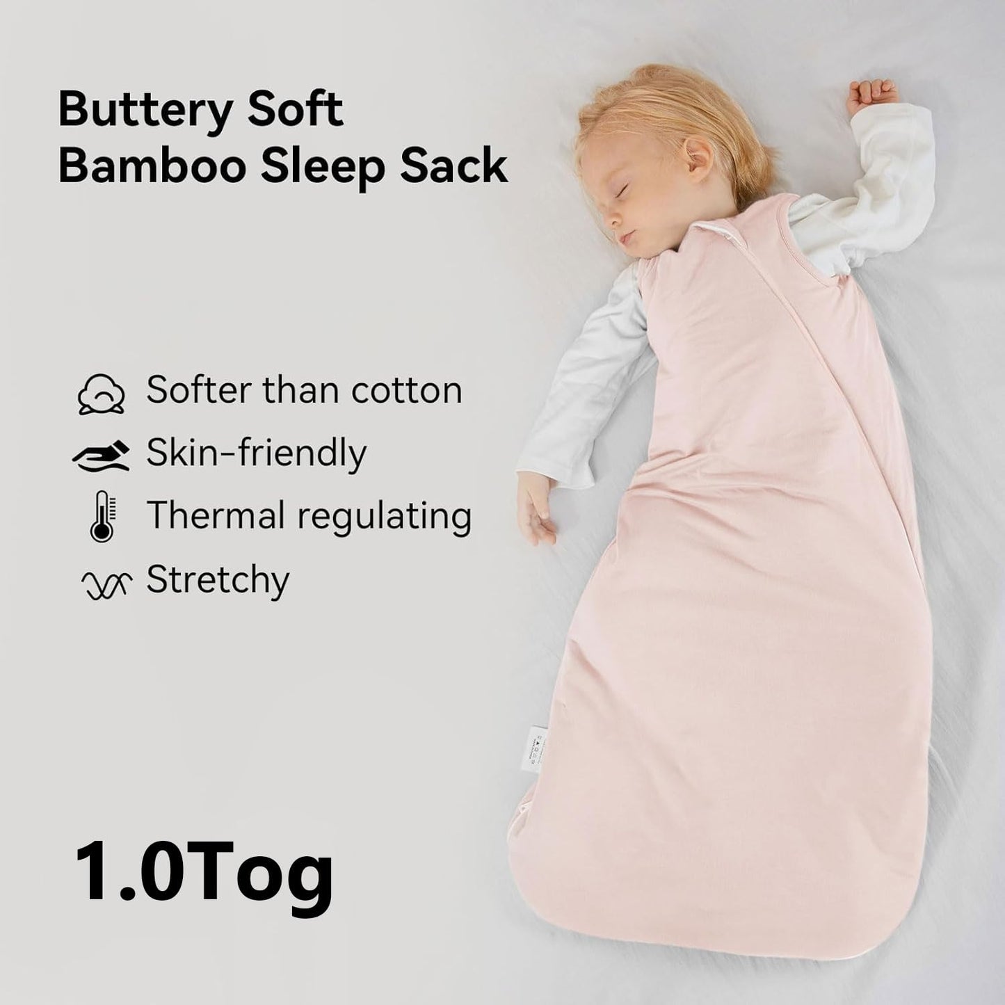 Rayon Made from Bamboo Sleep Sack 18-24 Months 1.0 Tog Ultra Soft Baby Wearable Blanket Toddler Sleep Sack 2t for Babies Unisex Girl Boy 2-Way Zipper Baby Sleeping Bag Breathable XL