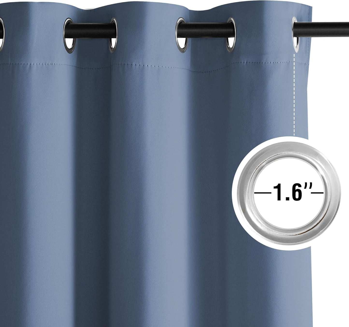 NICETOWN Stone Blue Blackout Curtains 72 inch Long, Thermal Insulated Grommet Privacy Energy Saving Shades for Bedroom, Living Room, Bathroom, Laundry, Patio, Closet, 2 Panels, W52 x L72