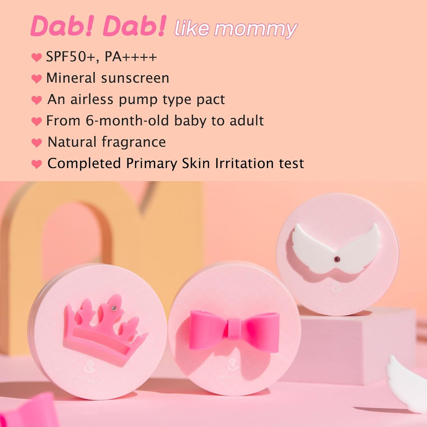 Peachand Baby Kids Mineral Sun Cushion SPF50+ PA++++ (Angel's Wings)