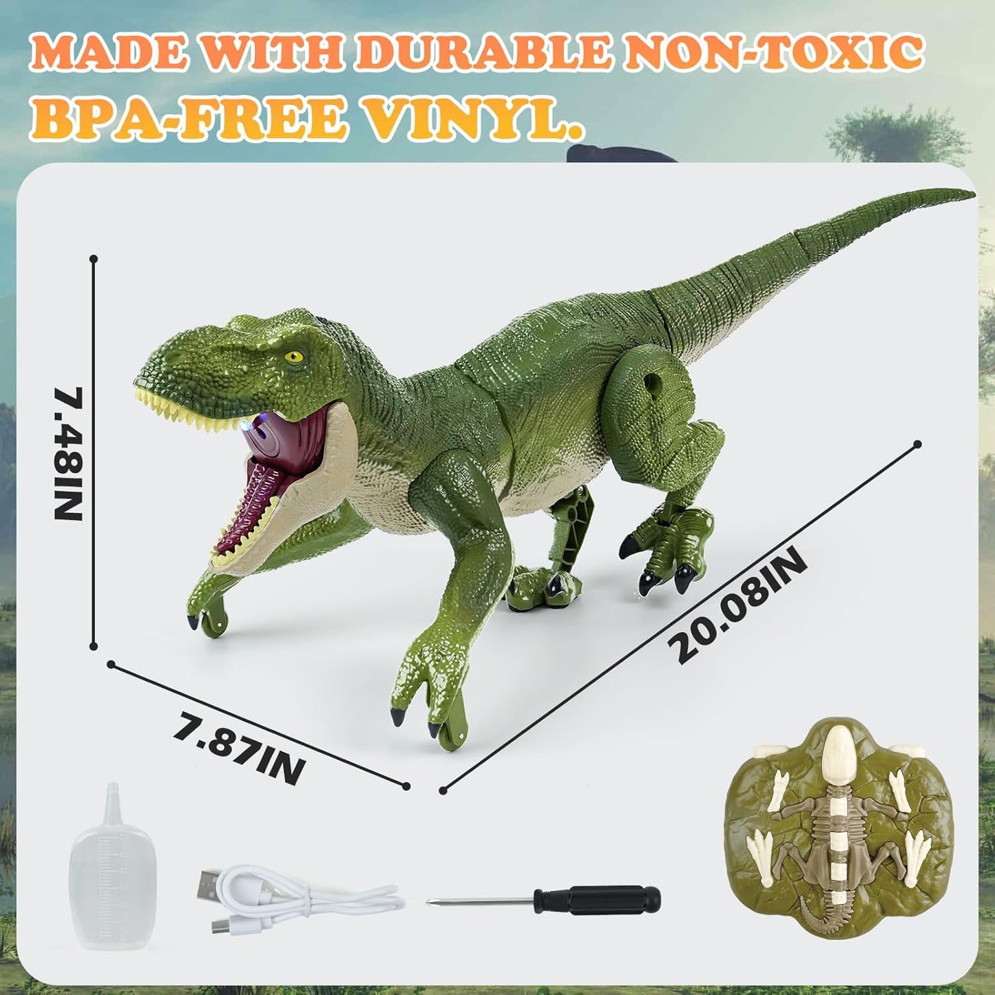 Remote Control Dinosaur Toys for Kids Ages 4-7 8-12 - Best Birthday Gifts for Boys 4 5 6 7 8 9 10 11 12 Year Old, RC Walking Dino with Roaring, Spray, Light, Touch Sensing