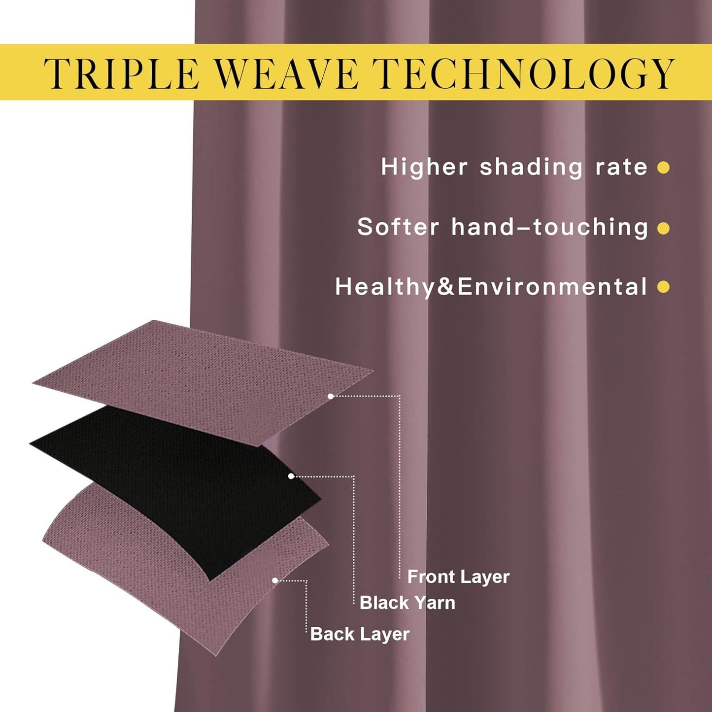 NICETOWN Room Darkening Curtains Extra Long 110 Inches, Grommet Thermal Insulated Weighted Window Treatments for Living Room/Farmhouse, W66 x L110, Dry Rose, 2 Panels