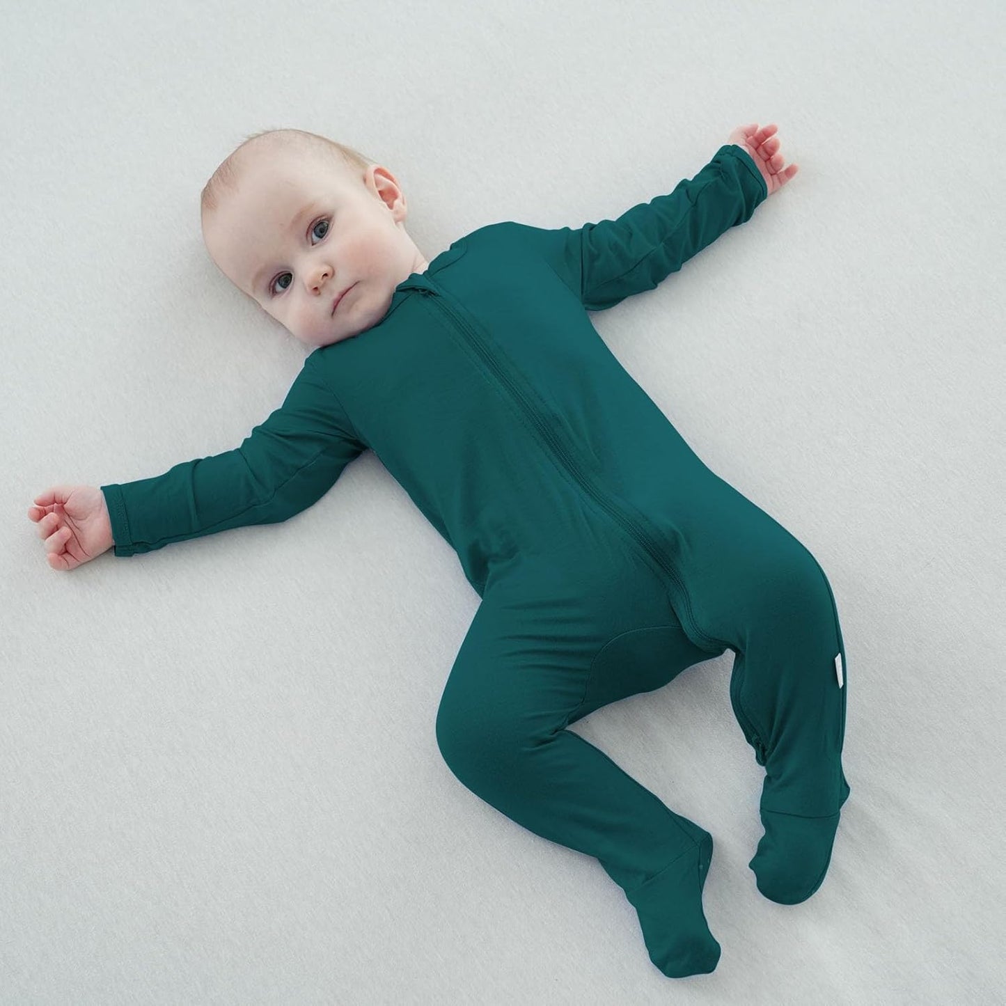 Baby Bamboo Rayon Romper Infant Footies Long Sleeve Double Zipper Outfits 2-Pack One-Piece Jumpsuits