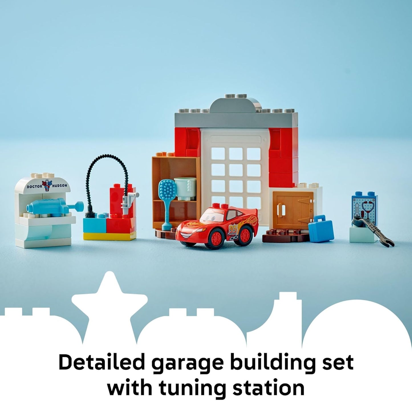 LEGO DUPLO Disney and Pixar Cars McQueen’s Visit to Doc’s Garage - Lightning McQueen Cars Toy for Preschool Boys and Girls 2+ - Pretend Play and Sensory Toddler Toy - Gift Idea for Birthdays - 10456