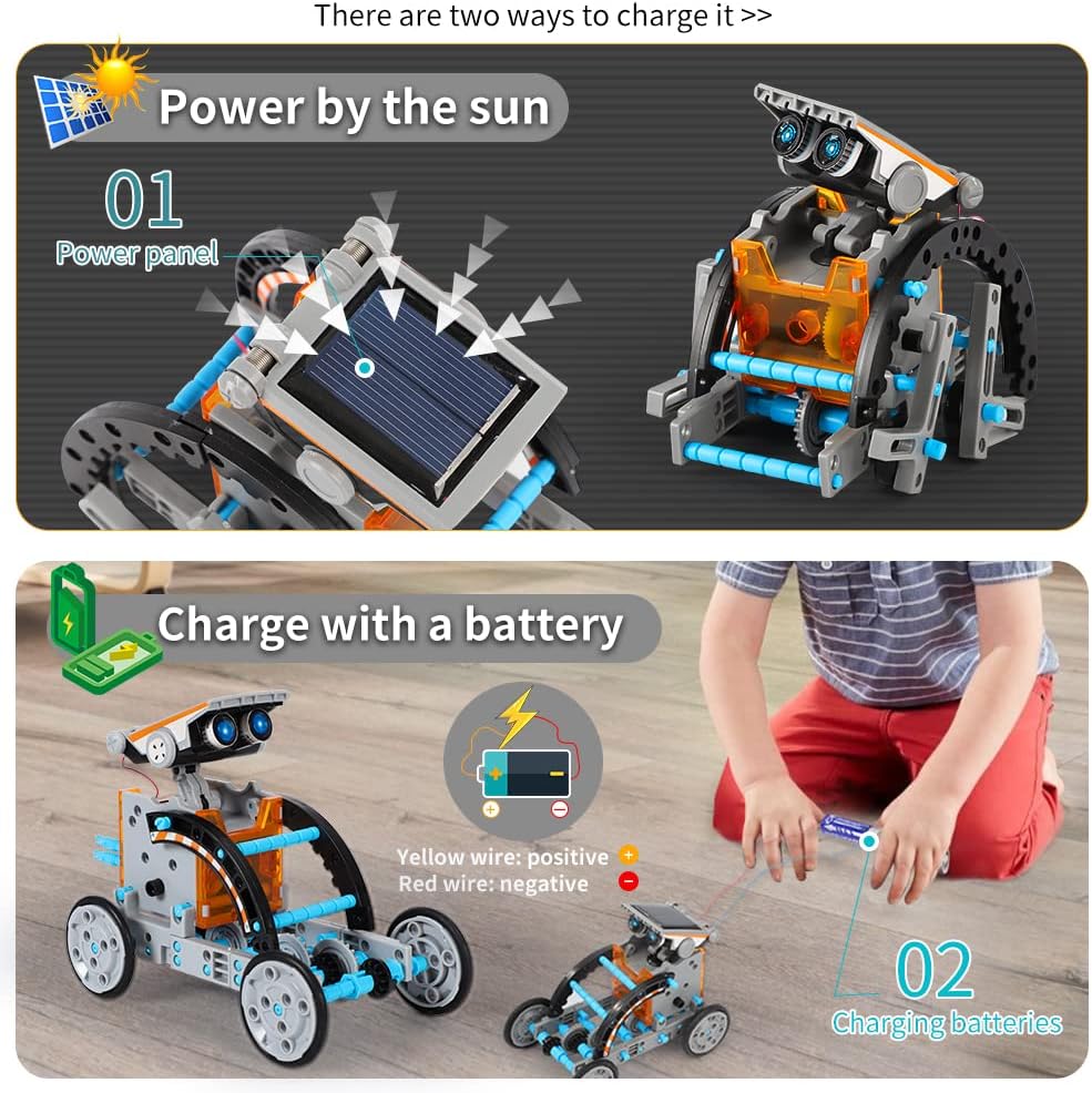 Lucky Doug Solar Power Kits Toys for Boys Ages 8-13, STEM Robot Kit Toys Gifts for Kids 8 9 10 11 12 13 Years, Educational Building Science Experiment Set Birthday for Kids Boys Girls