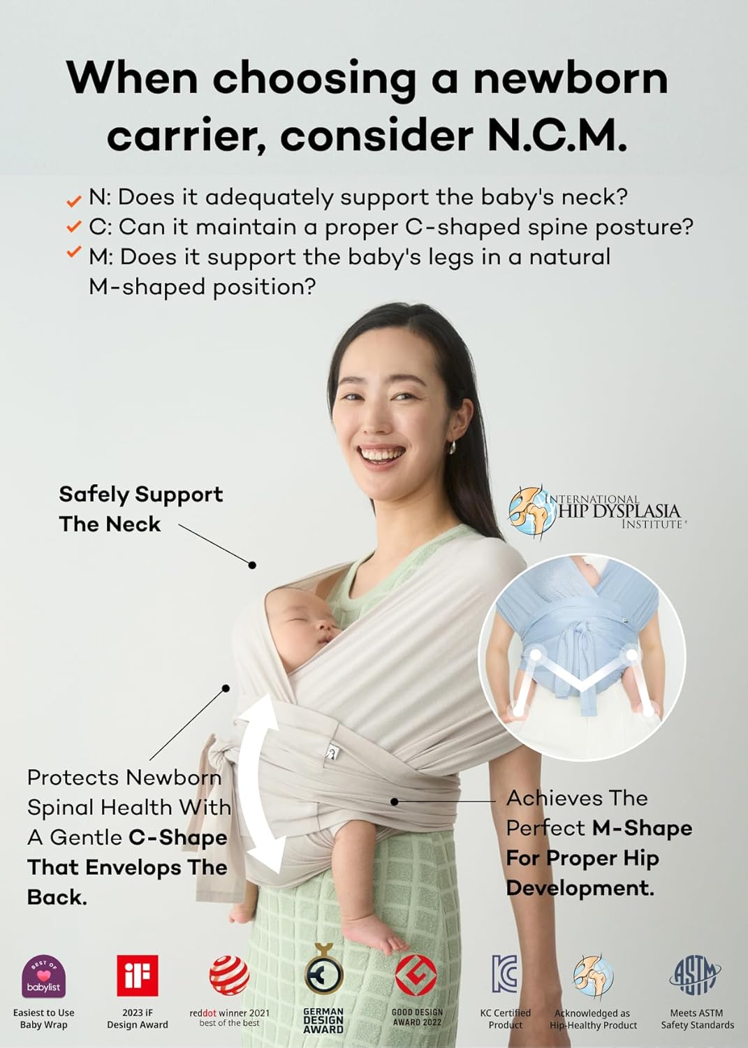 Konny New and Improved Baby Carrier Flex SoftBreeze Premium Material - Adjustable, Easy to Wear and Wrap Baby Sling, Perfect for Newborn Babies Essentials up to 44 lbs,(M-4XL)-Dusty Pink