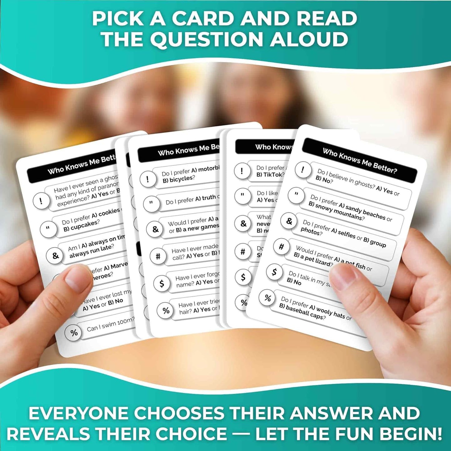 QUOKKA Who Knows Better? - Original - Family Card Trivia Game | Fun Learning & Educational Questions for Families | Suitable for Boys & Girls