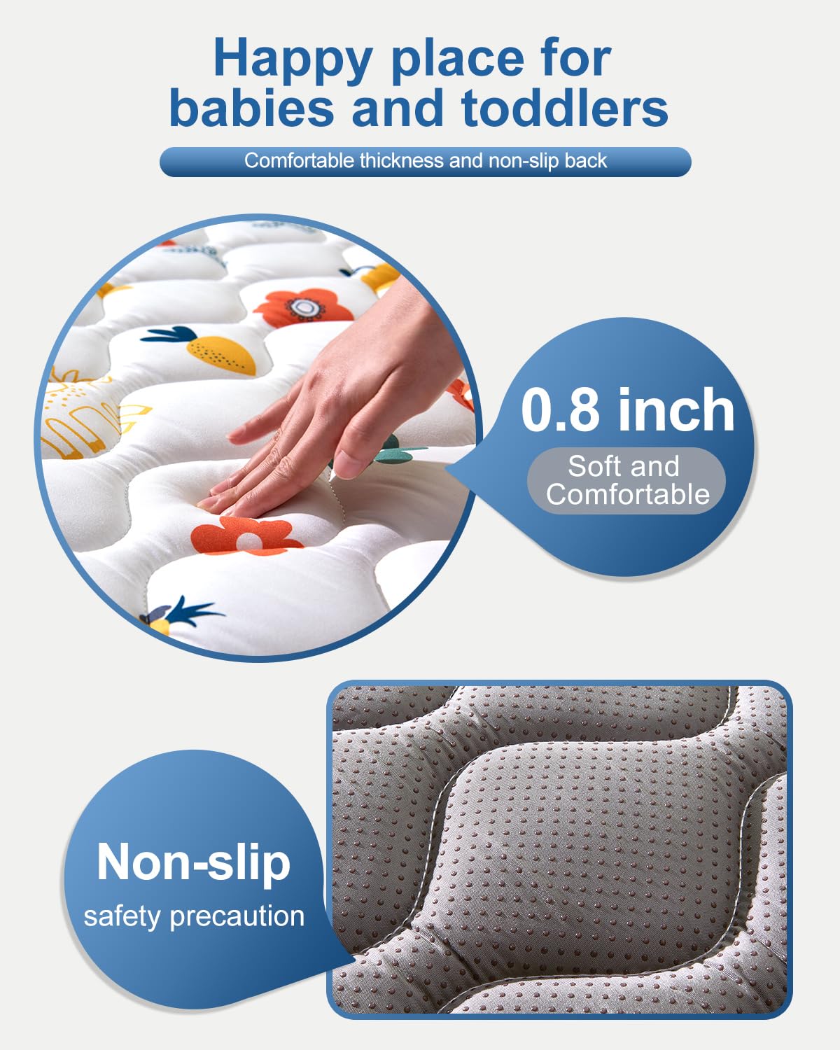 Odorless Premium Foam Baby Play Mat 4ft x 6ft, Soft Microfiber Fabric Crawling Mat for Floor- Comfortable and Hypoallergenic, Non-Slip Cushioned Floor Playpen mat for Infants,Babies,Toddlers