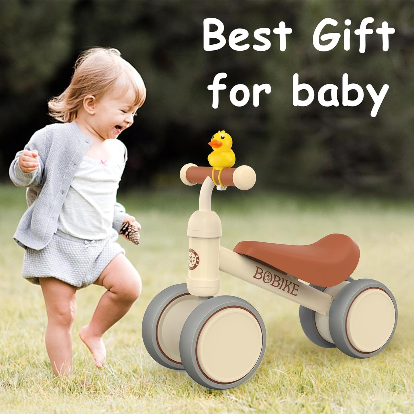 Baby Balance Bike Toys for 12-36 Months Kids Toy Boy and Girls Gifts Toddler Best First Birthday Gift Children Walker No Pedal Infant 4 Wheels Bicycle (Classic, White)