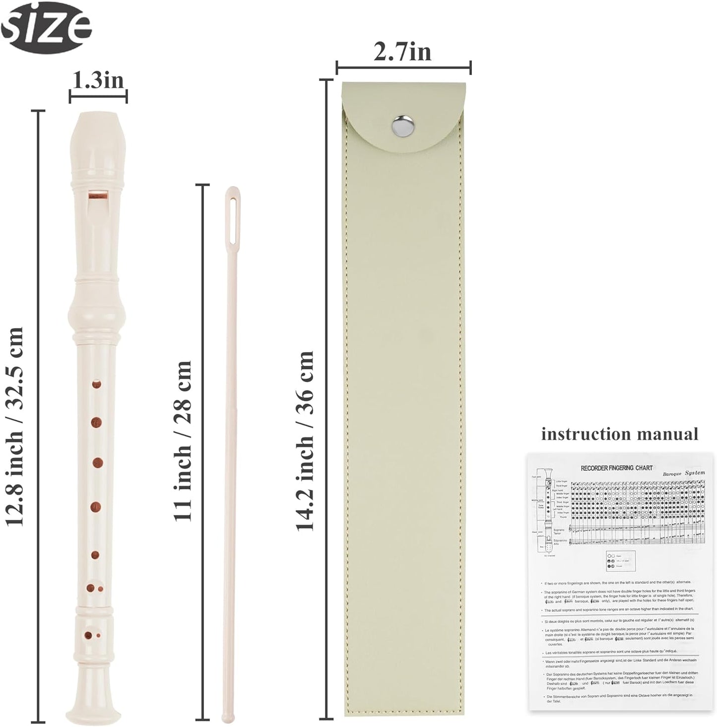 LIZIMANDU Recorder Instrument for Beginner Adults,8-Hole Soprano Descant Recorder Music Flute with with Cleaning Rod & Leather Case For Home Entertainment(2-Light Green)